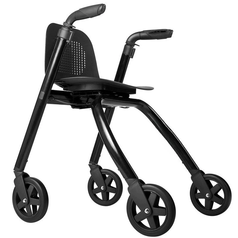 

Wheeled elderly cane stool assisted walking trolley light folding