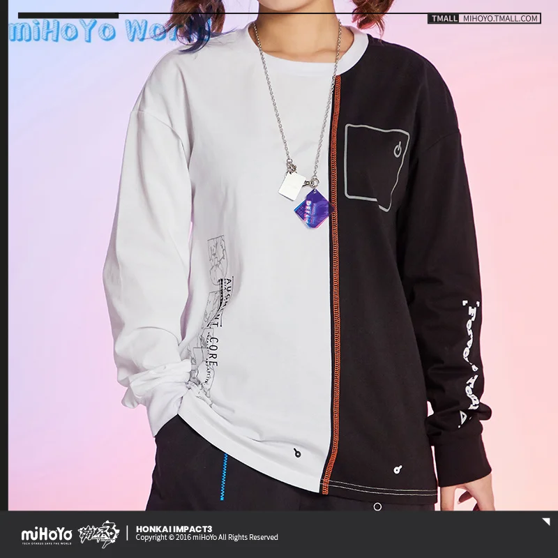 MiHoYo Official Honkai Impact 3 Cosplay Fanatical Blues Doujin Couple Loose long sleeve T-shirt Top Unisex Birthday Xmas Gifts