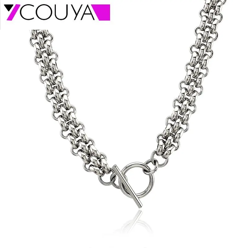 Hip Hop Styles Stainless Steel chain necklace sliver and gold 47.5cm necklace for love couple friendship friend jewelry gift