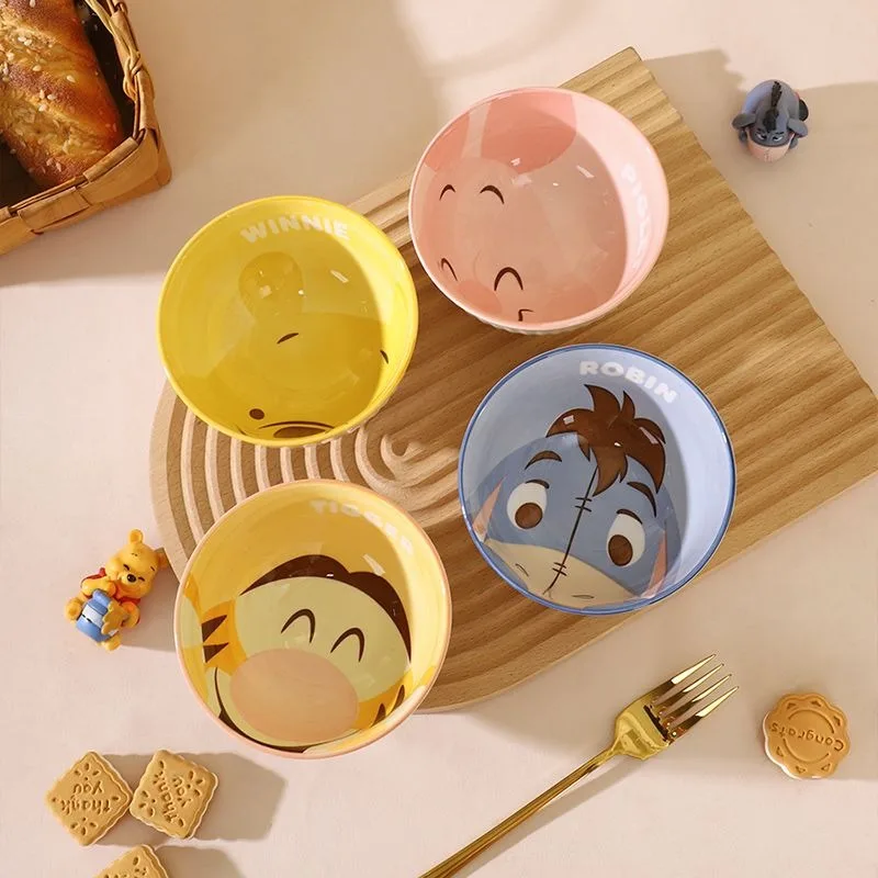 Hot Selling Winnie The Pooh Cute Cartoon Round Ceramic Bowl for Home Restaurant Boys and Girls Eating and Drinking Soup Bowl