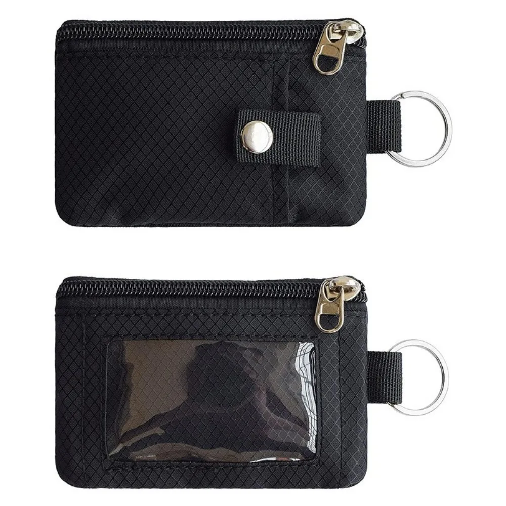 

Minimalist ID Window RFID Blocking Small Wallet Water Resistant ID Window Coin Purse Slim Zip Keychain Wallet