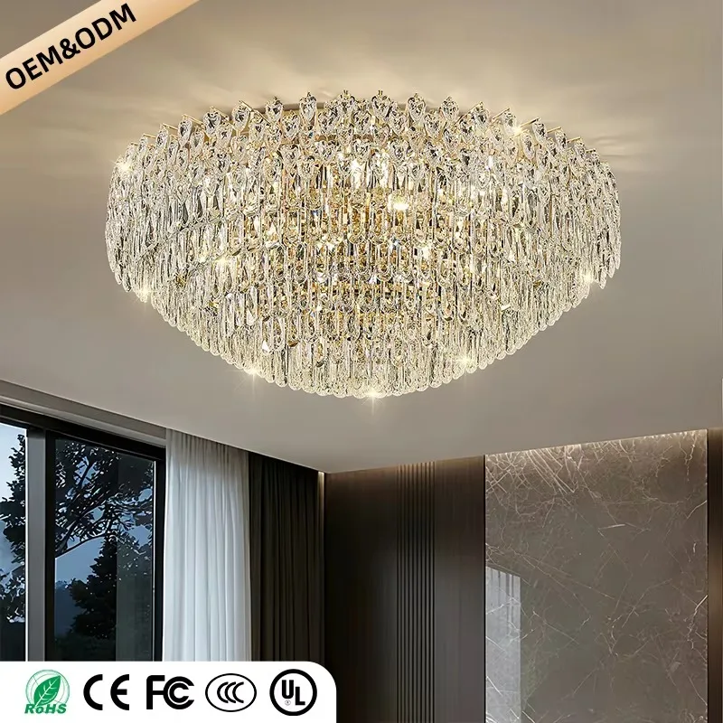 Modern Luxury Ceiling Light Gold Villa Living Room Dining Bedroom Suspension Light Indoor Design Crystal Ceiling Lamp