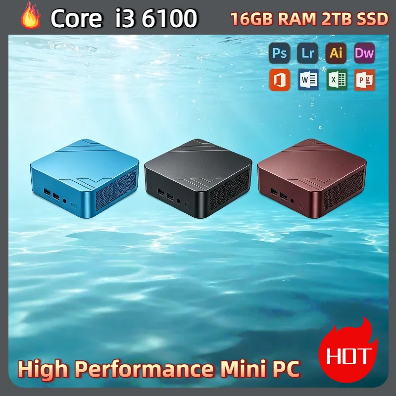 Intel i3 6100 Small Form Factor PC 16GB RAM 1TB 2TB M.2 SSD Low Power WiFi6 Bluetooth 5.2 Pro Max Plus Ultra