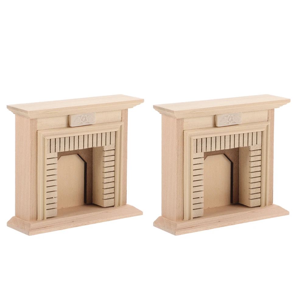 

2 Pcs Wooden Fireplace Decorative Simulate Lawn Decoration for s Tiny