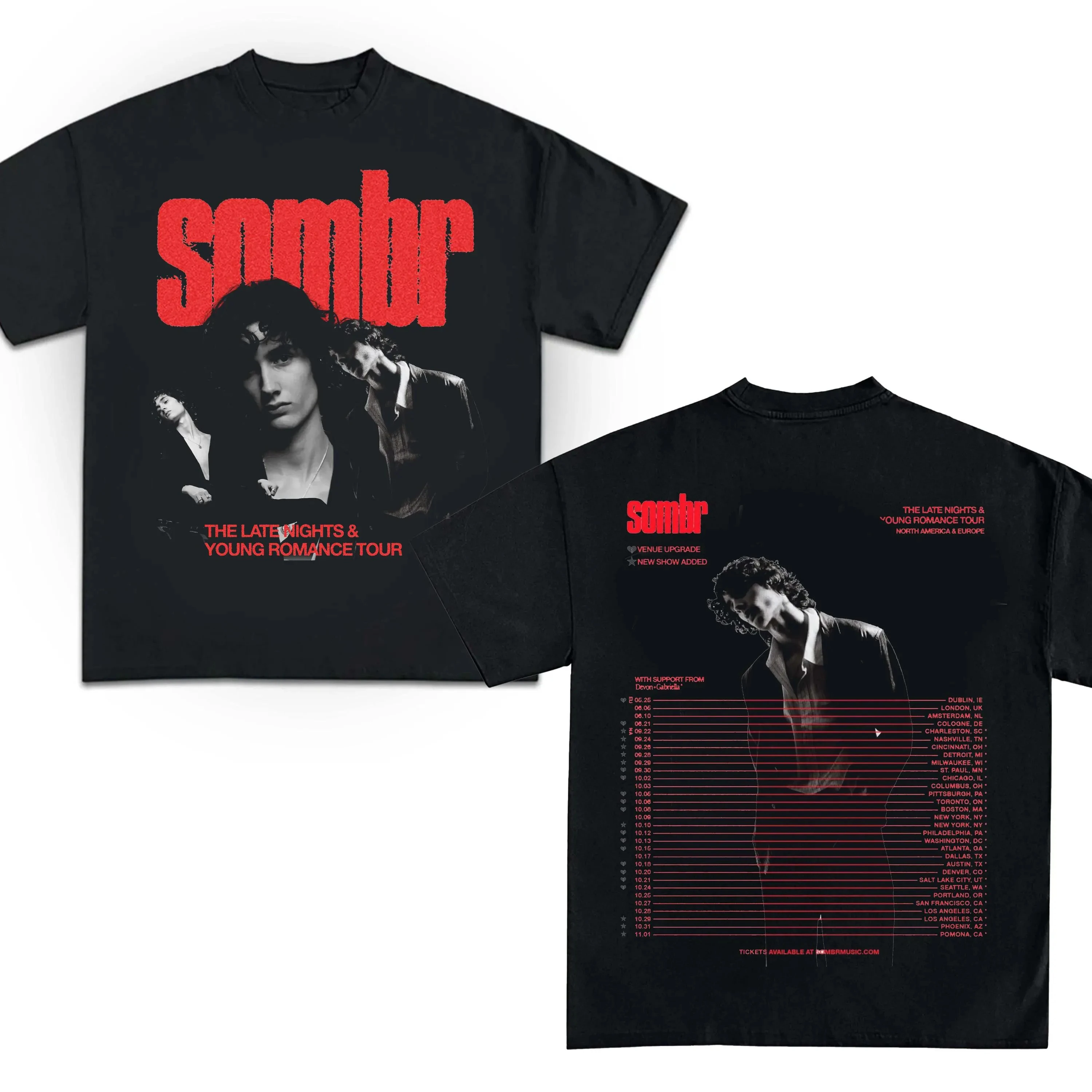 Sombr The Late Nights & Young Romance Tour T-Shirt Nordamerika und Europa Tour T-Shirt Sombr Übergroßes Y2k T-Shirt Streetwear T-Shirts