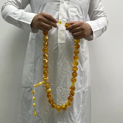Tasbih men Super Big size Yellow Resin with insect beads muslim bracelet islamic high quality Arabic Misbaha rosary bead