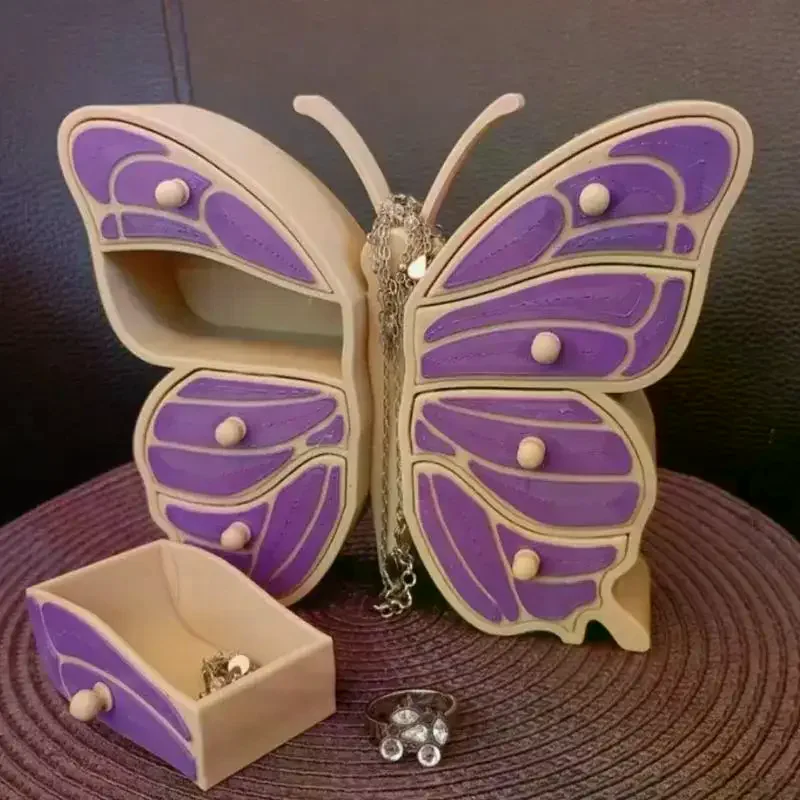 Large Butterfly Capacity Jewelry Box Luxury Multi-layered Necklace Pendant Display Box Trinket Box Desktop Storage Decorations