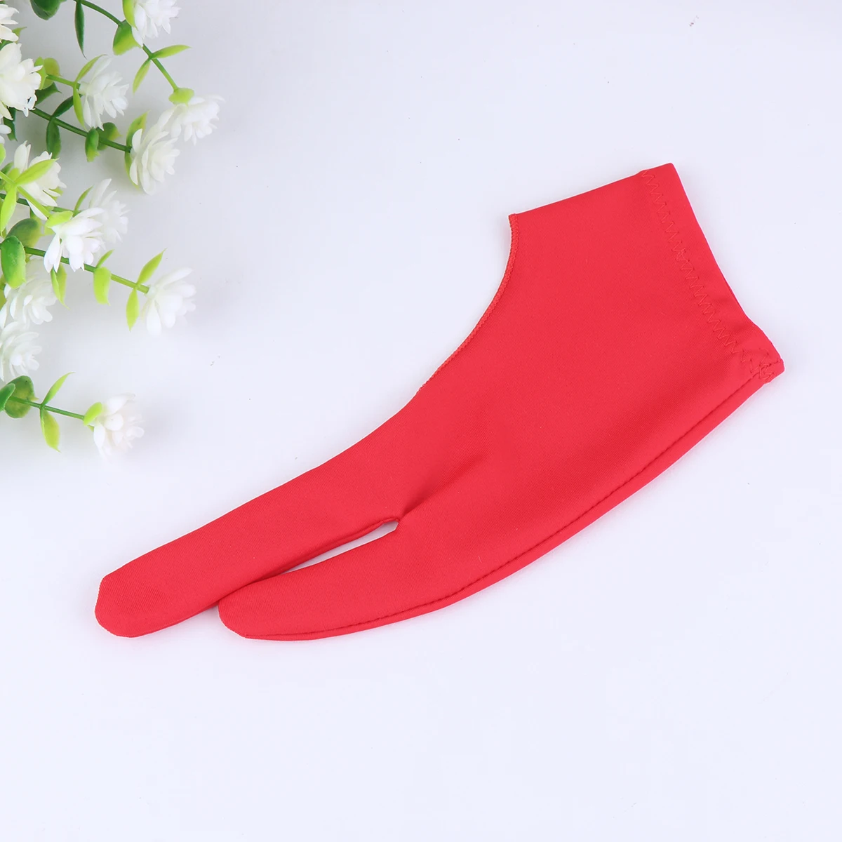 

2 pcs Anti-Fouling Gloves For Drawing Red Spandex Sketching Glove Thin Breathable Artist Two Finger Curved Glove Health Care