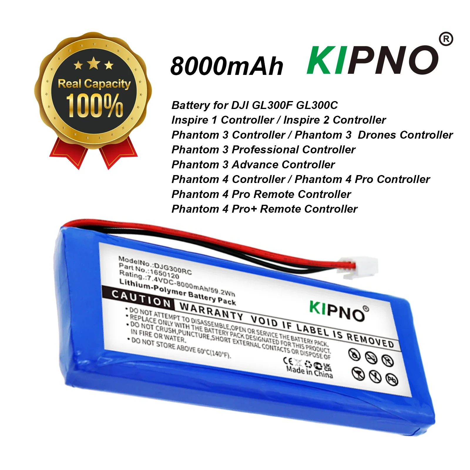 

KIPNO 7.4V 8000mAh Battery for DJI GL300C GL300E GL300F Inspire 1/2/3/4 Controller Phantom 4 pro 1650120 High Capacity