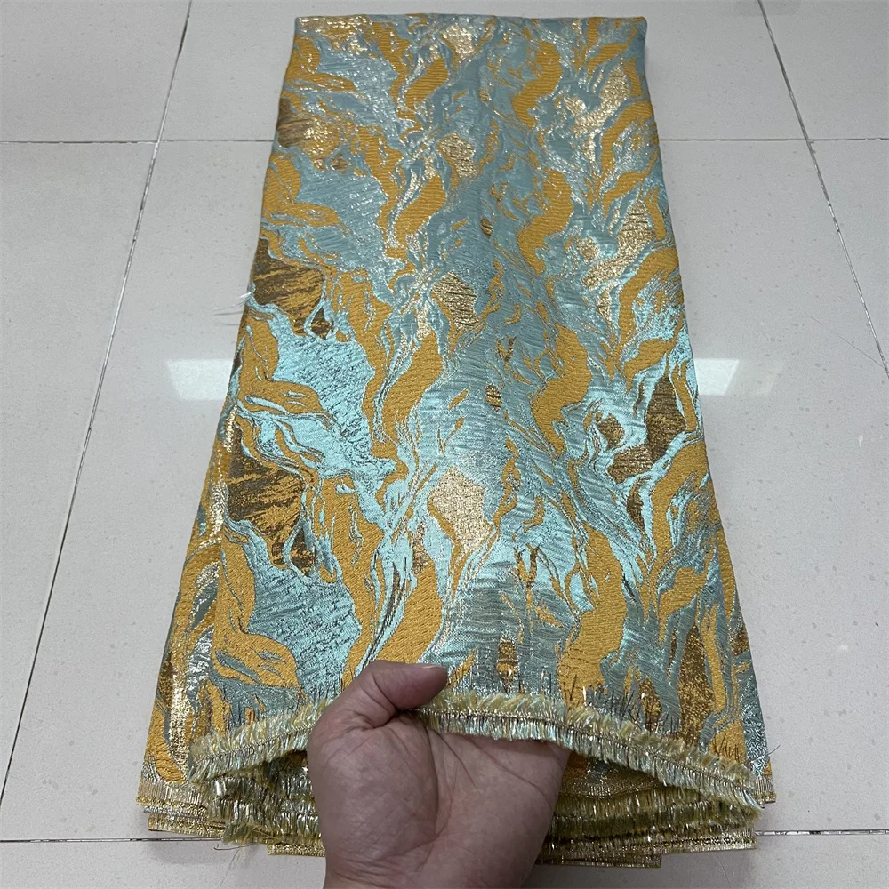 

African Jacquard Brocade Lace Fabric,Embroidery,Evening Dresses,Black,Tulle,Fabrics By The Meter,High Quality,Designer,5 Yards