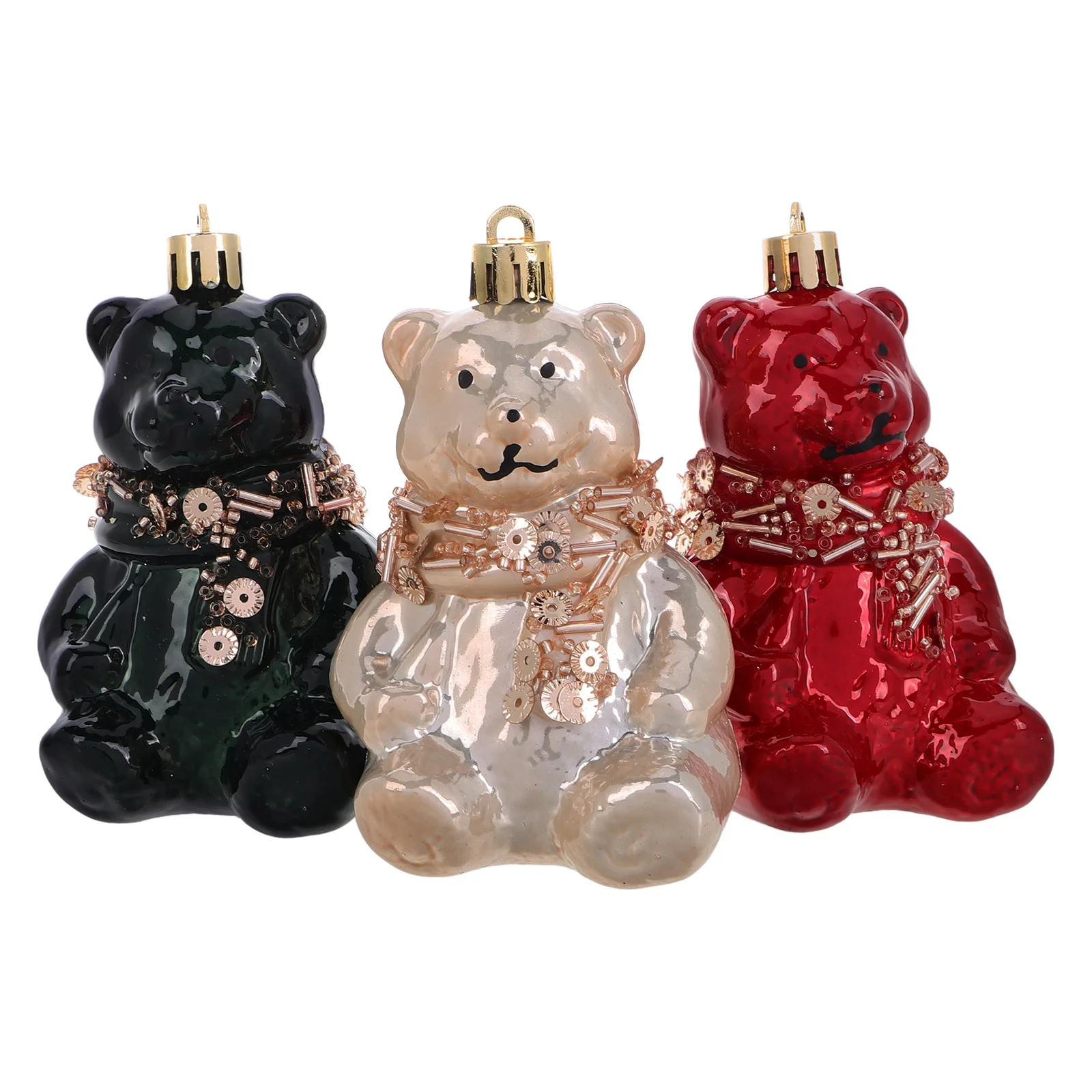 

3Pcs Cute Bear Christmas Tree Decorations Festive Holiday Hanging Ornaments Plastic Xmas Party Festive Bear Hanging Decor