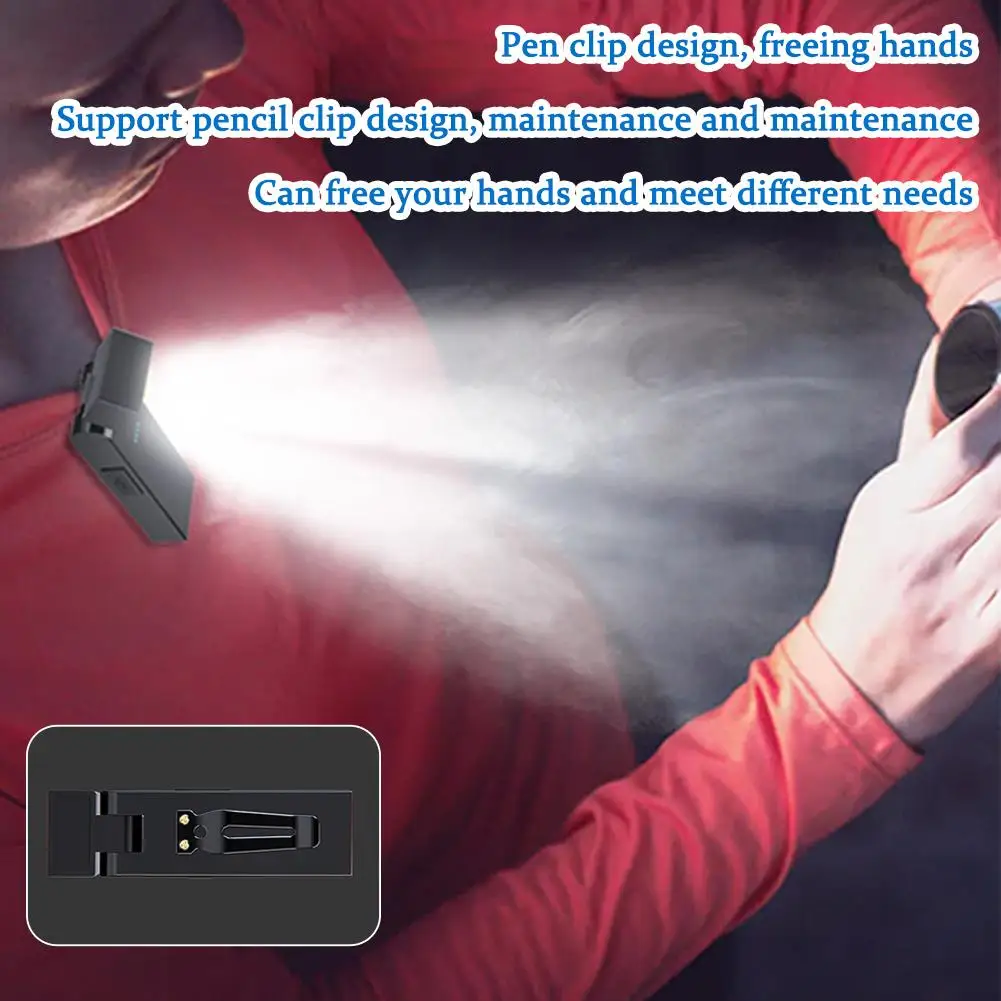 Mini Tool Light Long Battery Life Rechargeable Magnetic Suction Portable Flashlight Outdoor Camping Warning Clothes Clip Light
