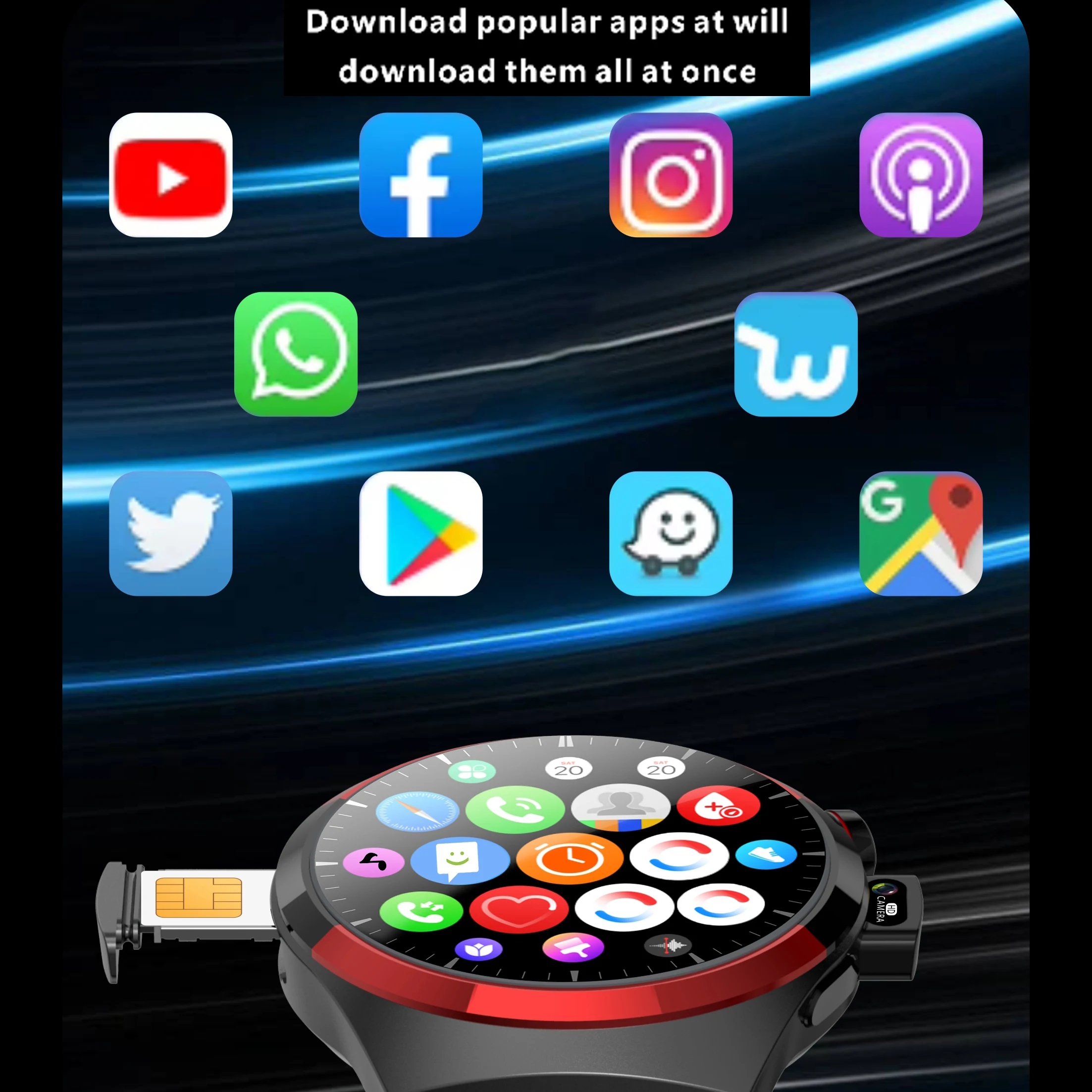 Reloj inteligente 4G para hombre y mujer, dispositivo con videollamada, GPS, Wifi, cámaras duales, control del ritmo cardíaco, resistente al agua, NFC, música, deportes, Finess, 1,62"