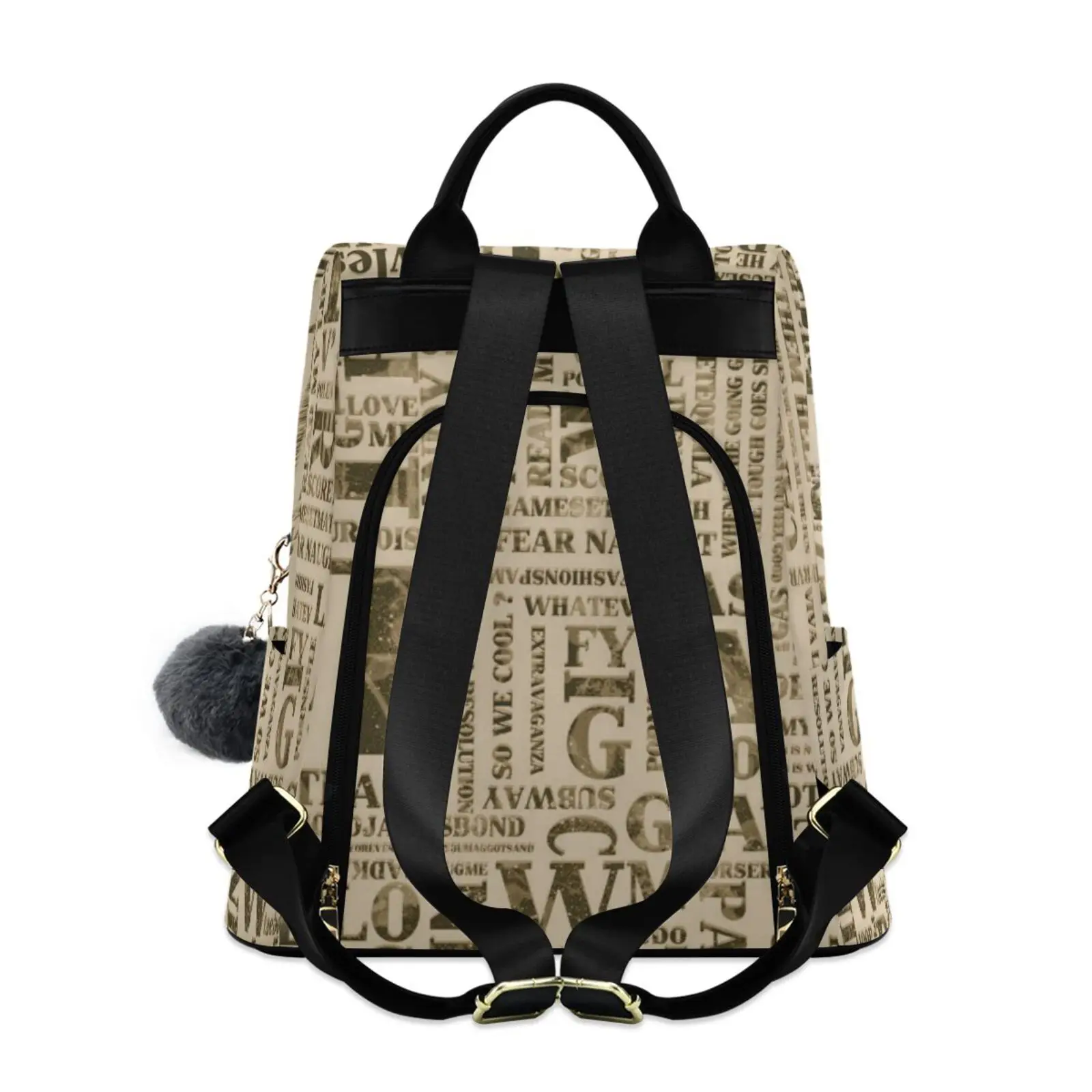 Retro style Backpack Purse For Women Anti Theft Fashion Newspaper printing BackPack Shoulder Bag with Adjustable Straps