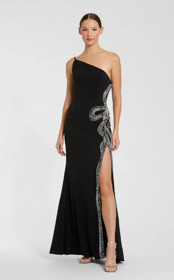 Customized Casual Jersey Sequined Beading A-line One-shoulder Long Dresses Bespoke Occasion Dresses Fashion Exquisite Matching