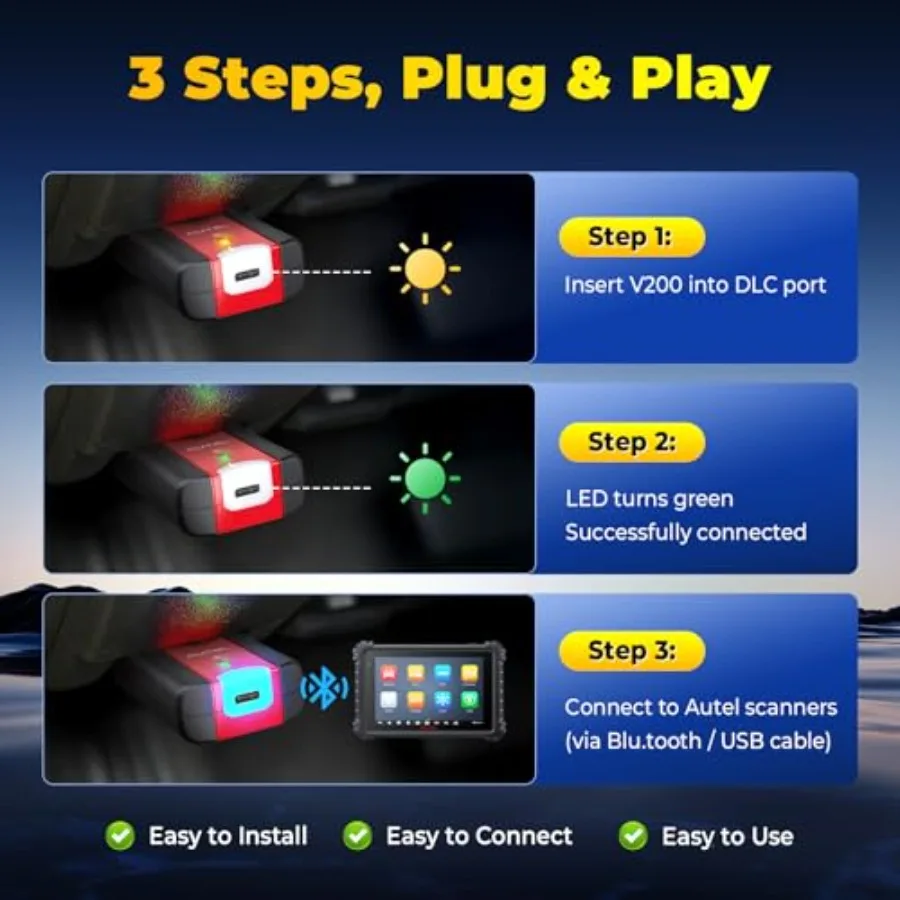 محول موصل Obd2 اللاسلكي MaxiVCI V200 VCI200 2025 VCI 200 Obd2 دونجل تشخيصي لتشخيص المركبات الشامل