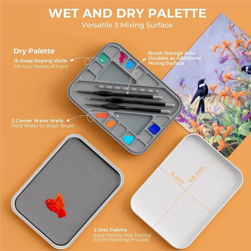 【Price Drop !!】Wet Palette 2 In 1 With Lid, 50PCS Paper, 2PCS Sponges