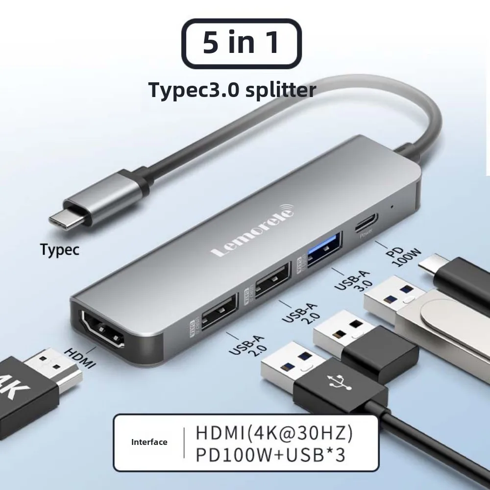 USB Extension Typec Splitter 4HDMI Compatible SD TF Card Reader USB 3.02.0 HUB Type C Charging Base for MacBook iPad