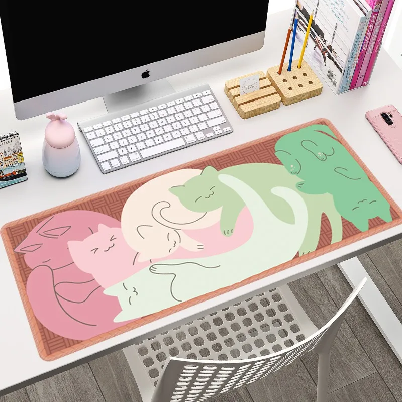 800*300*2MM Oversized Cute Cat Game Gaming Mouse Pad Computer Suit Simple Non-slip Desk Pad Dormitory Office Available