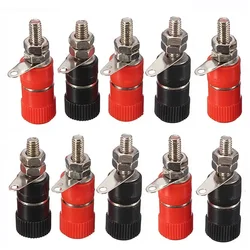 10pcs 4mm Red&Black Banana Socket Professional Binding Post Nut Banana Plug Jack Connector Nickel Plated For 4mm Banana Plug