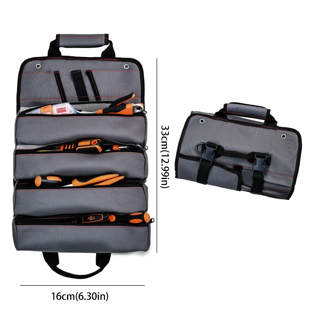 Organizer Multi-function Reel Bag Thickened Wear-resistant Tool Organizer Portable Heavy Duty Roll Up Tool Bag Mechanics