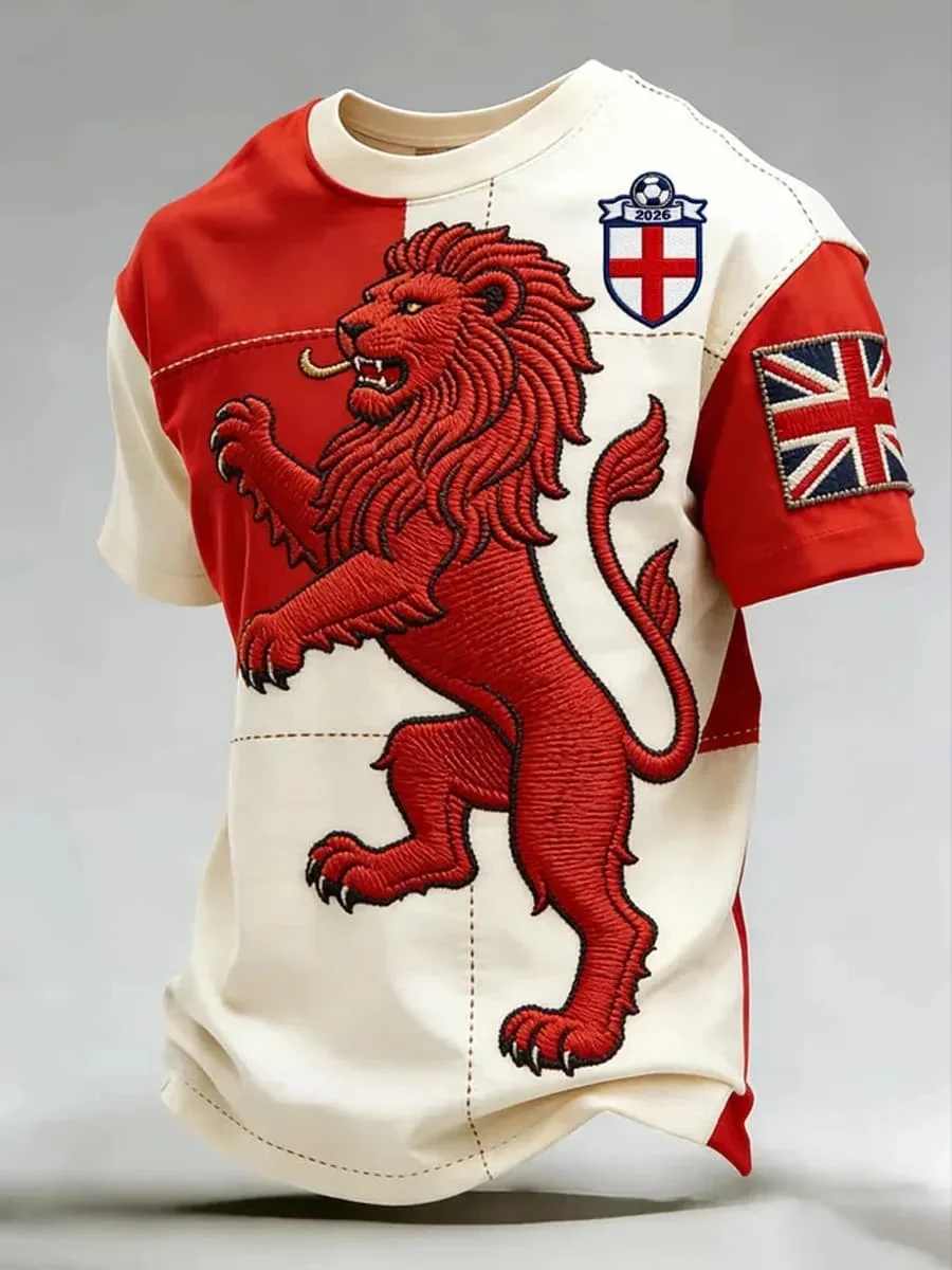 2026 New England Three Lions Concept Football Shirt for Fans 3D Quick Drying Sports Training Competition Men's T-shirt Top
