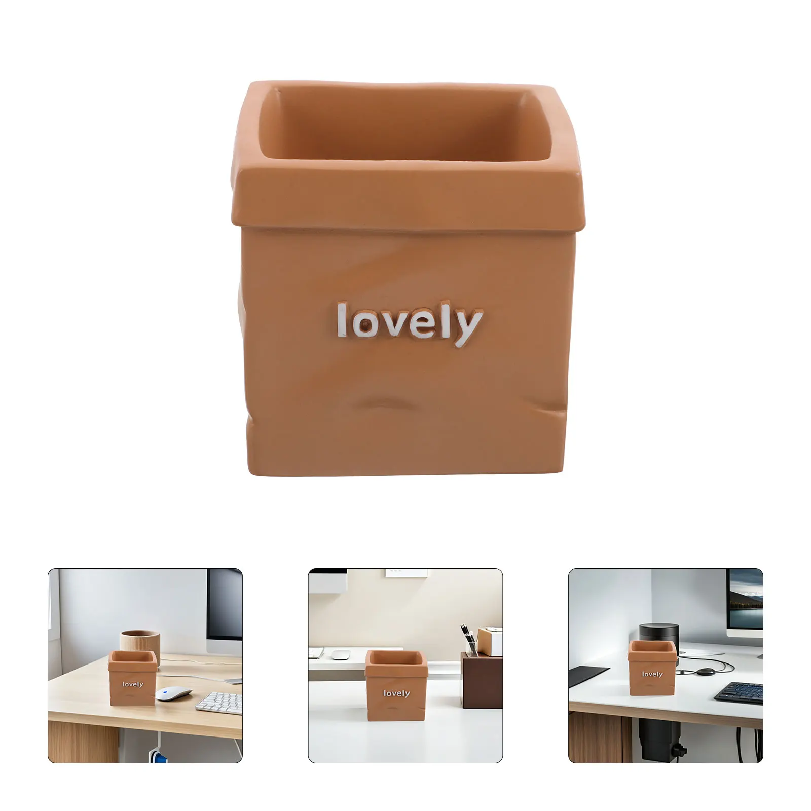 

Multifunctional Resin Pen Holder Office Desk ganizer Stationery Storage Box Home Office Decor Minimalist Design Compact Size