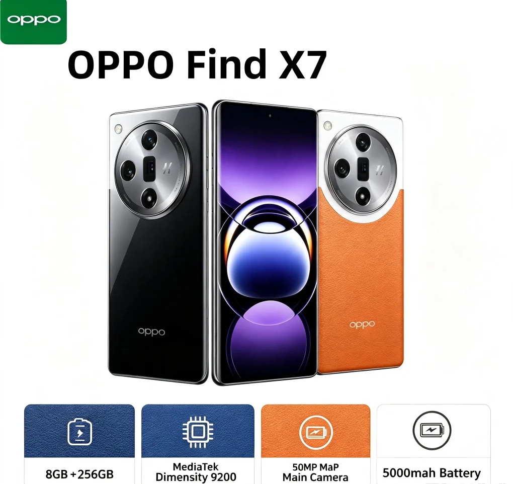 Latest 2026 OPPO Find X7 5G Cell Phone 6.78' Display Dimensity 9300 50MP Rear Camera 100W Rapid Charging Flagship Smartphone