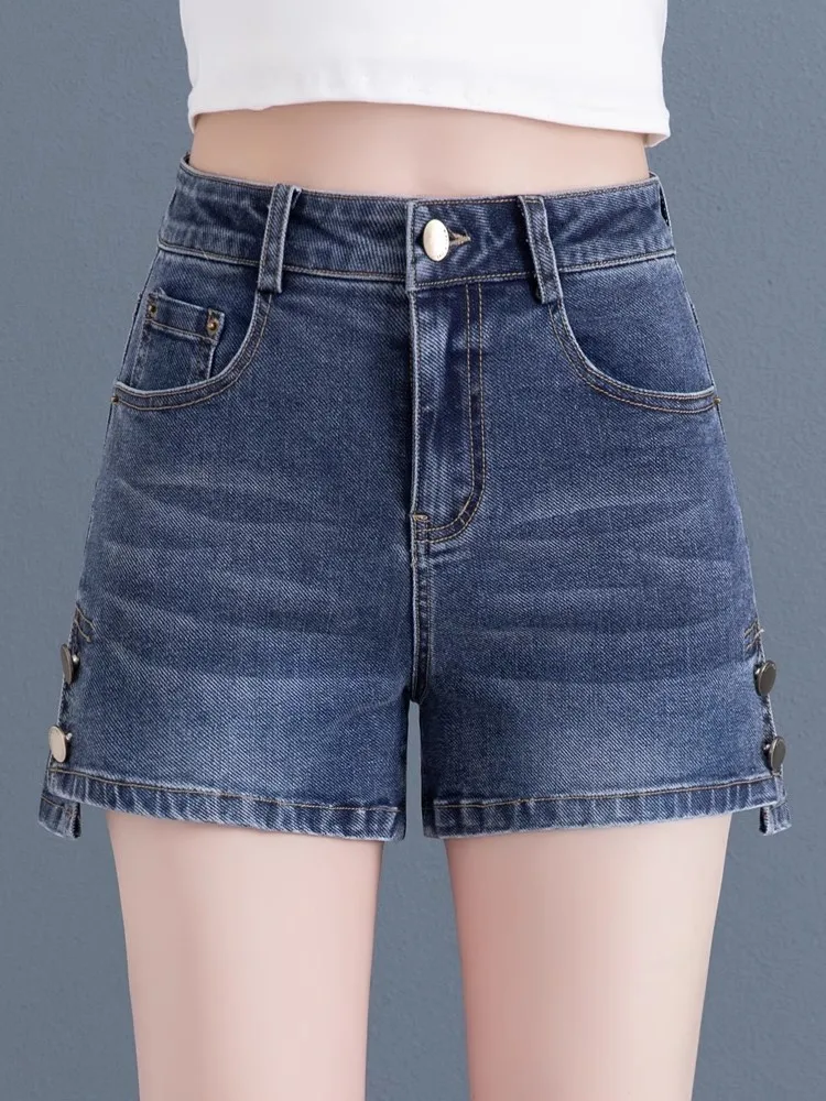 

High Waist Denim orts Women's Summer Loose Slim A-Line Wide Leg Pants Outdoor Wear Hot orts Trendy INS Deep Light Colors