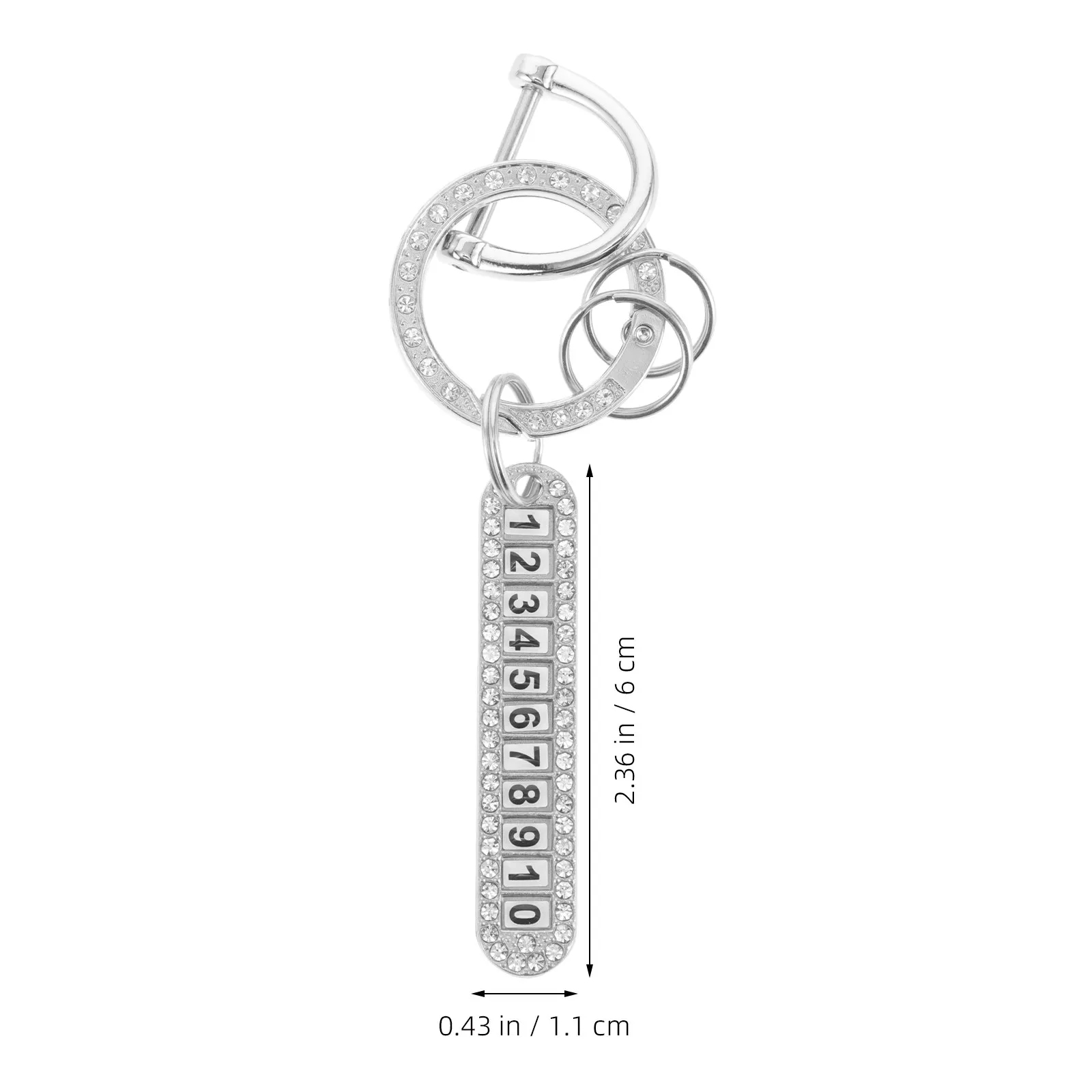 1Set Car Keychain Rhinestone Bling Metal Key Ring Holder Detachable Phone Temporary Parking Display Stylish Unisex