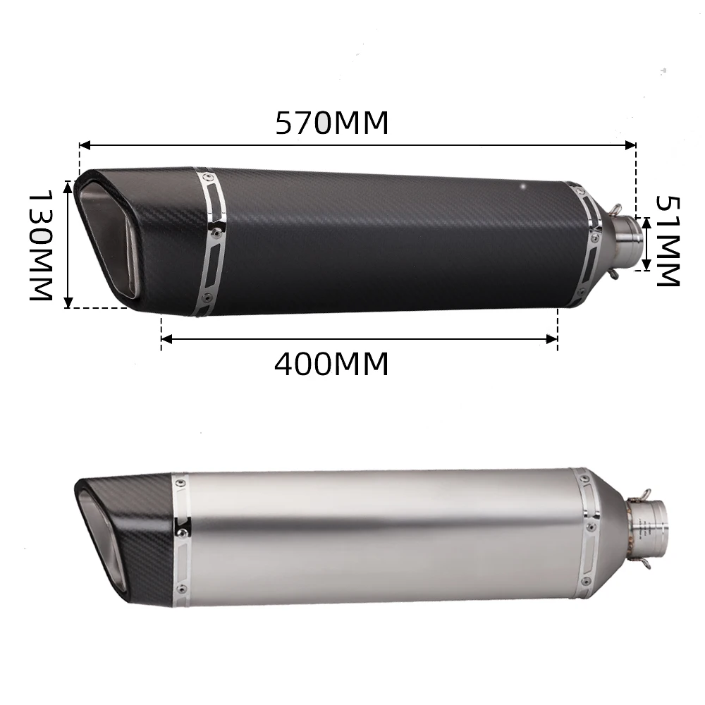 Professional Motorcycle 51mm Carbon Fiber Exhaust Modify Muffler Escape 570mm For z400 S1000RR ZX10R FZ6 MT09 ZX6R PCX Z900