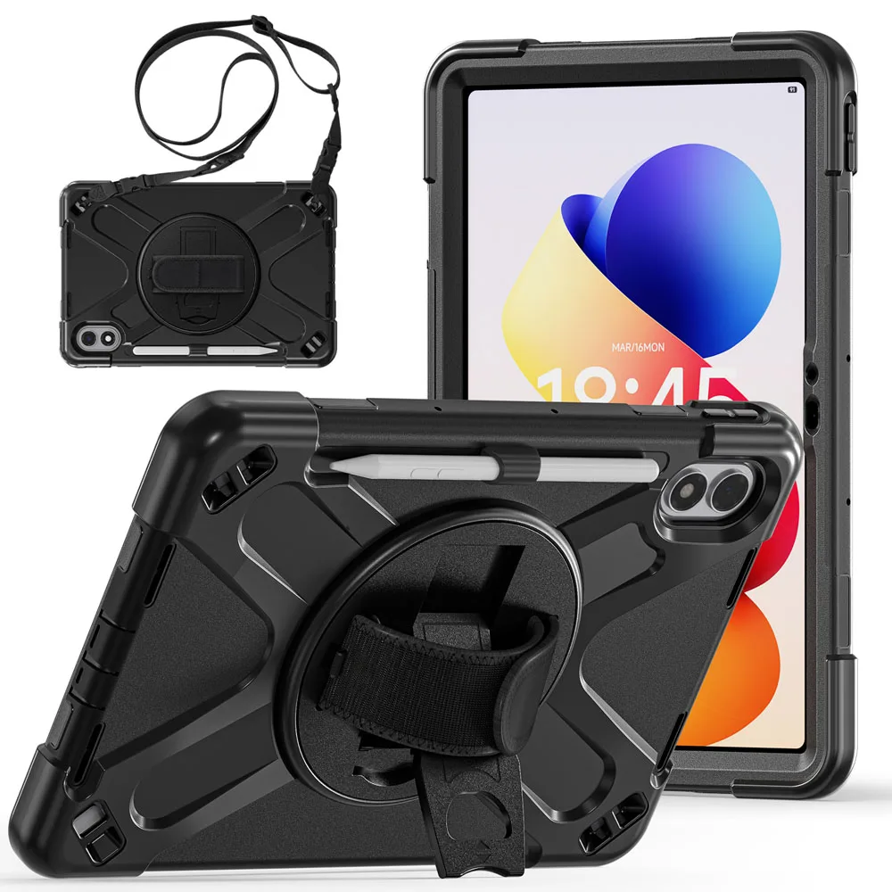 For Redmi Pad2 Pro 12.1 2026 Case 12.1inch PC+Silicon 360° Rotating Bracket with Four Corner Anti Drop Protective Shell
