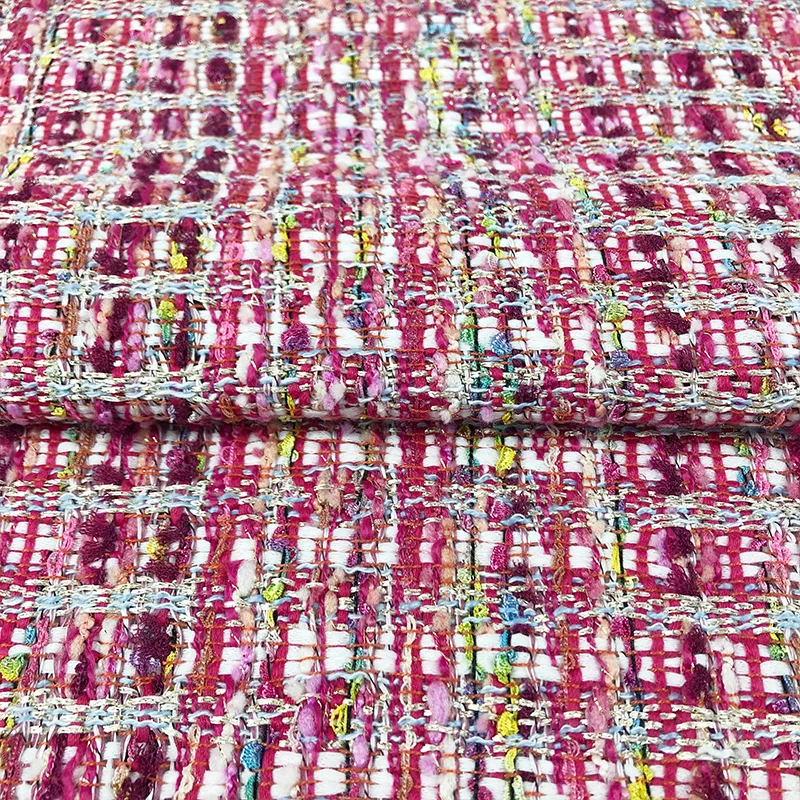 50x145cm Fashion Red Color Yarn-Dyed Tweed Fabric For Woman Autumn Jacket Dress Suits Coat Skirt Handbag DIY Cloth Sewing