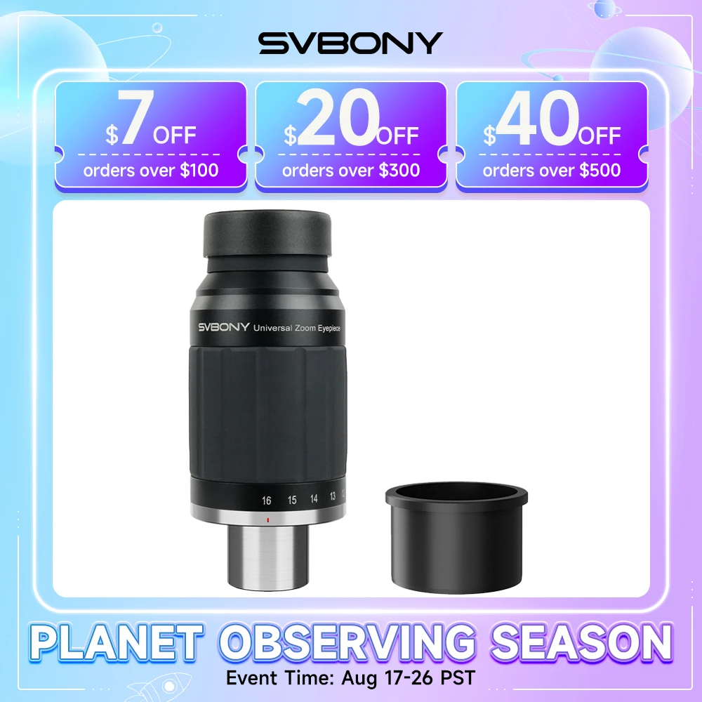Svbony SV245 Zoom-Okular 8-16mm FOV 63 °   Parfokales und ClickStop-kompatibles Dual-Objektiv-Interface für Planetenbeobachtung