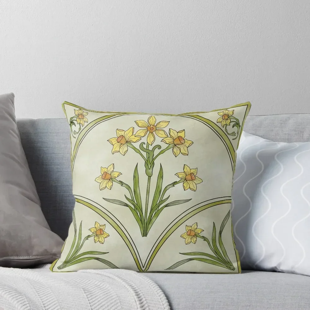 

Daffodils Art Nouveau Throw Pillow Couch Cushions Decorative Cushions Sofa Cushion pillow