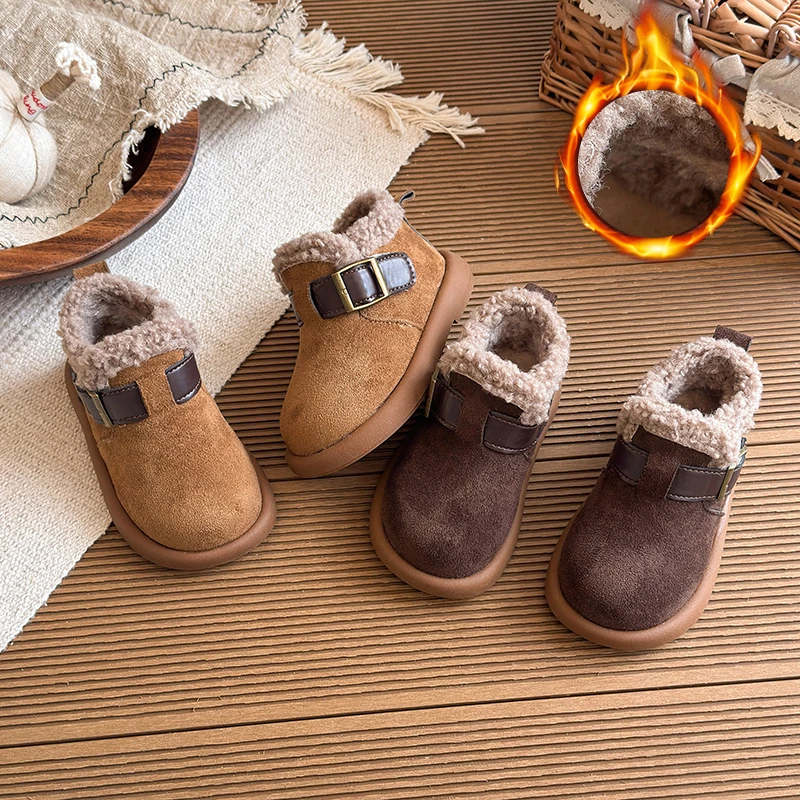 

2025 Winter New Children Casual Cotton Shoes for Girls Fashion Korean Style Soft Bottom Anti-slippery Versatile Princess Shoes