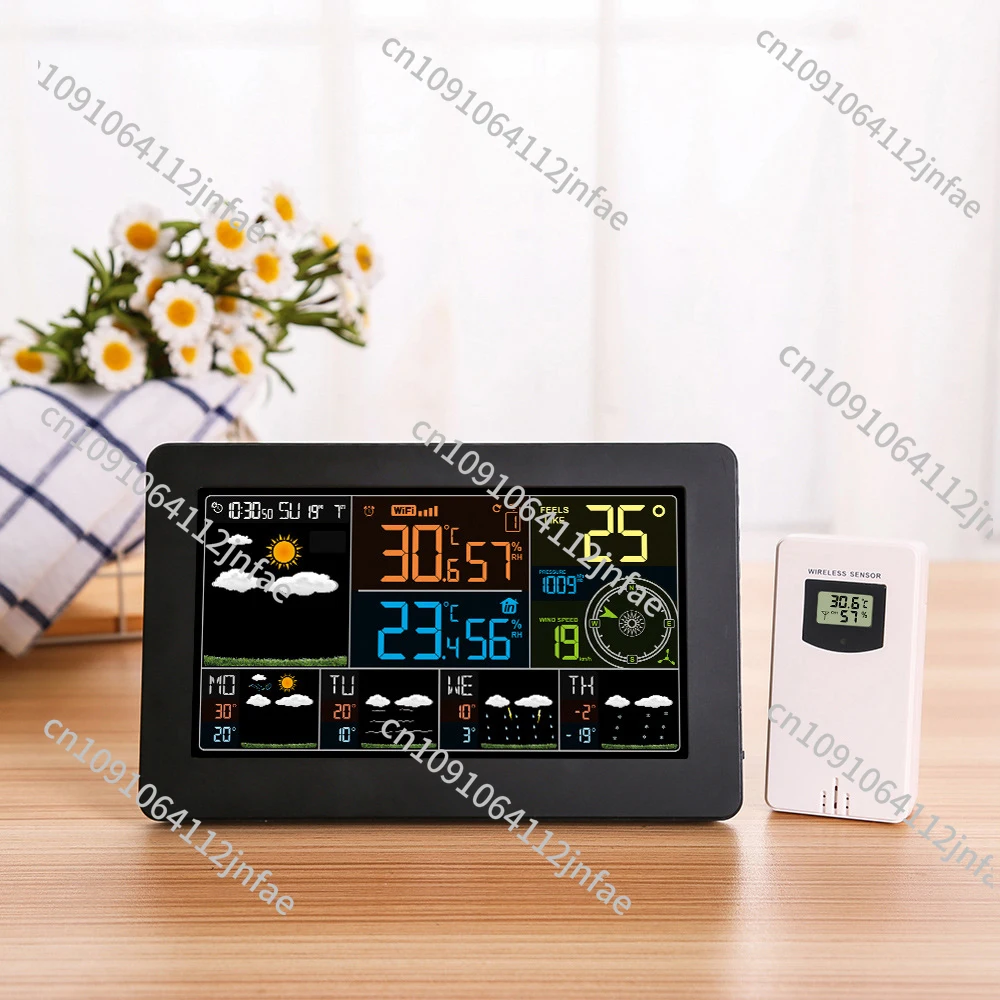 

WiFi Color Screen Multi-Function Weather Clock with Indoor Outdoor Temperature, Humidity, Wind Speed, Digital Alarm