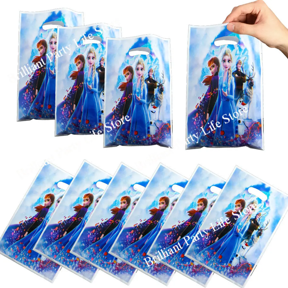 10pcs 16.5*25cm Plastic Gift Bag Stitch Princess Frozen Loot Bag Kid Boy Birthday Party Supplies Cartoon Theme Decorations