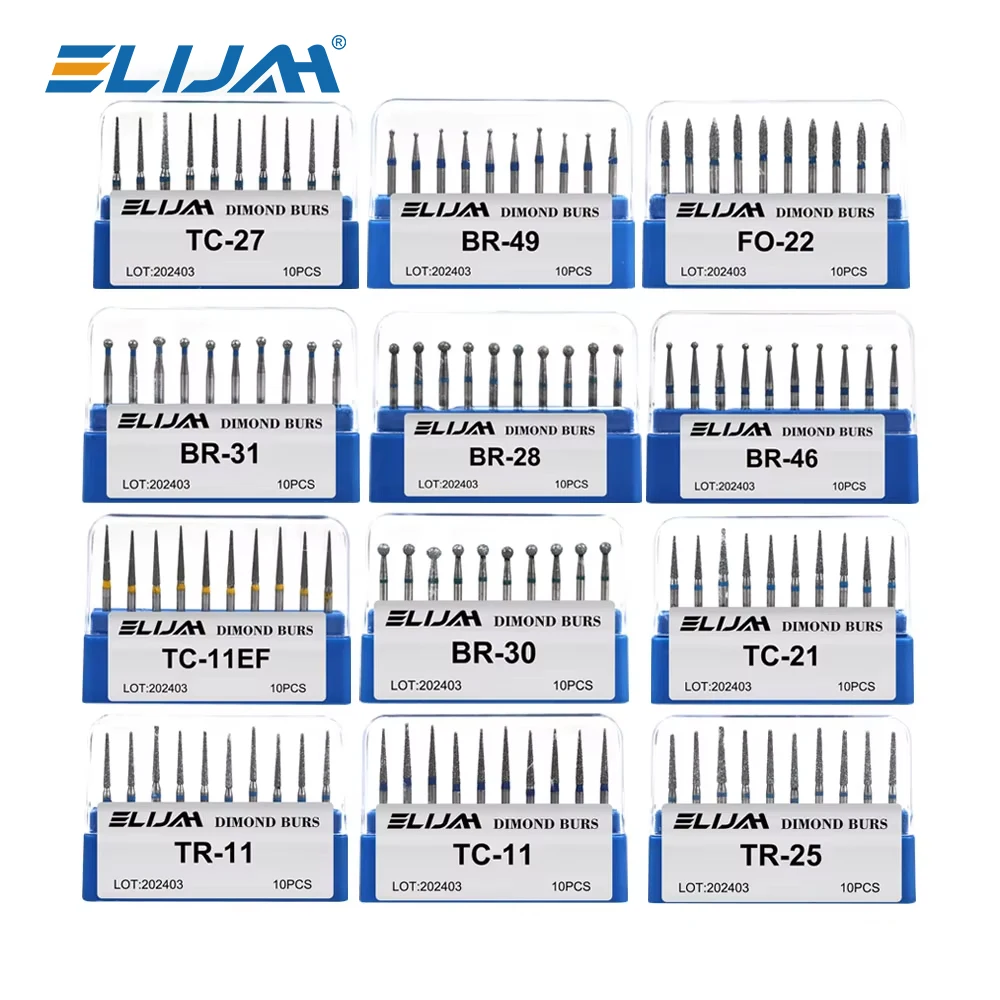 10pcs/Box Dental Diamond Burs FG Drills for High Speed Handpiece Polishing Whitening Diamond Abrade Denspay Dental Grinding Tool