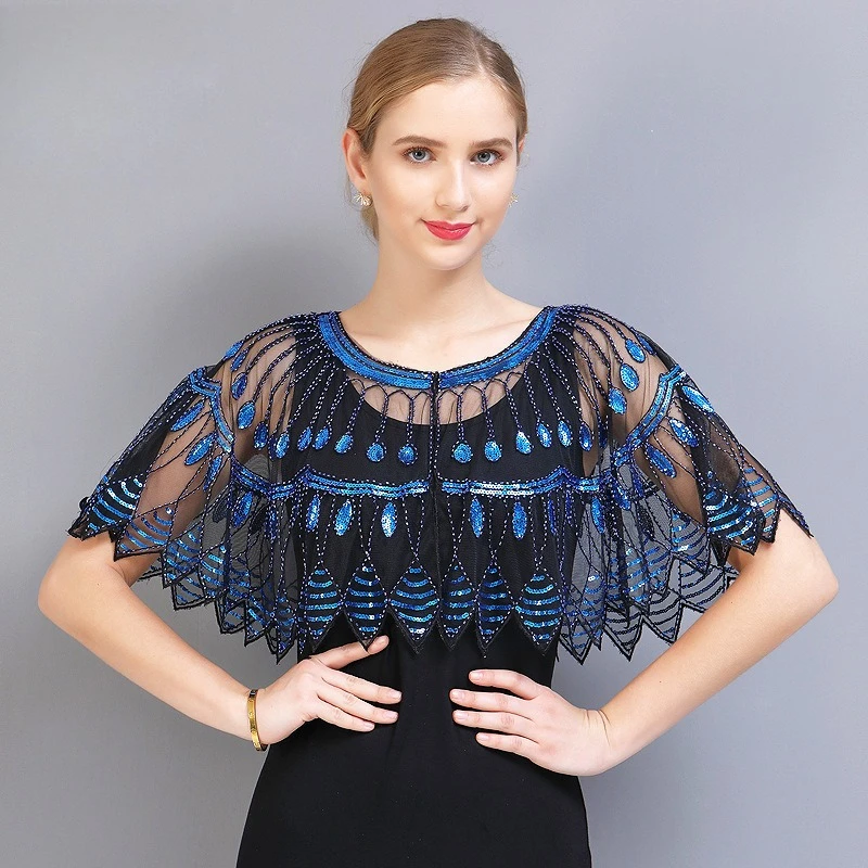 

Шарф с бахромой 1920-х годов, блестящая накидка на плечо с блестками, вечернее платье в стиле Гэтсби, накидка