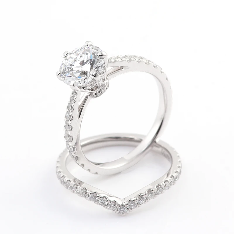 14K White Gold US6 Round Cut Lab Diamond, 1.06ct D VS1 3Ex Cutting CVD  & DEF VVS Small Round Cut Lab Diamond Ring