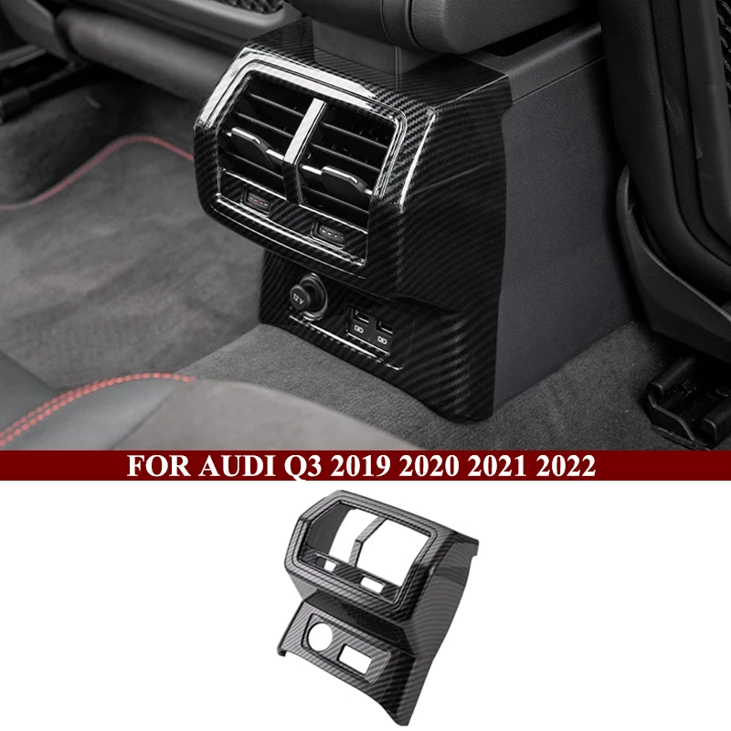 Car Console Dashboard Panel Decoration Cover Trim Strips For Audi Q3 2019-2022 LHD Carbon Texture Interior Modified Accessories