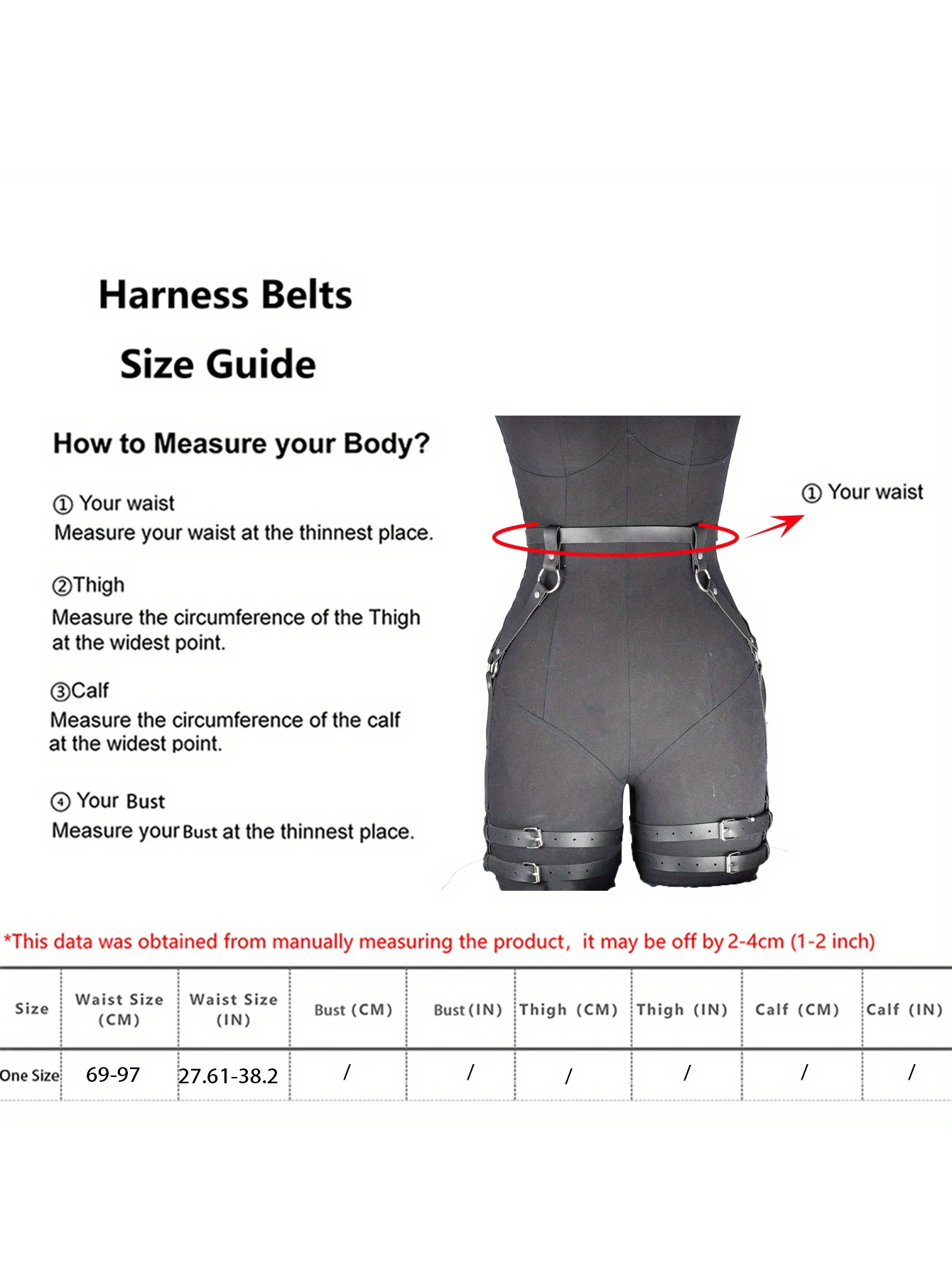 حزام رباط نسائي من الجلد الصناعي متعدد الاستخدامات - مثالي لملابس الشرير والقوطية والهذيان، يتضمن أربطة الفخذ القابلة للتعديل