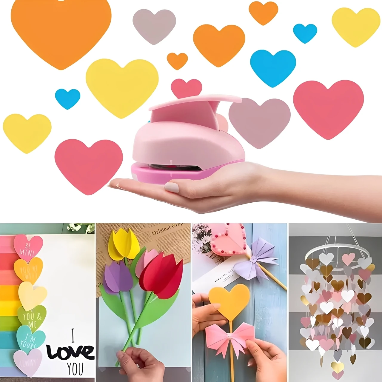 8/16/25/38/50mm Random Color Heart Shaped Hole Punch DIY Craft Hole Punch for Scrapbook Hole Punch