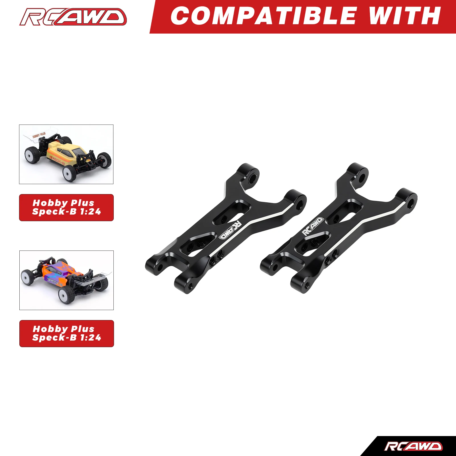 Brazo de suspensión trasero RCAWD para Hobby Plus Speck-B 1/24 2WD Buggy, compatible con HPI Maverick MICROBE, piezas de mejora para el brazo de suspensión trasero