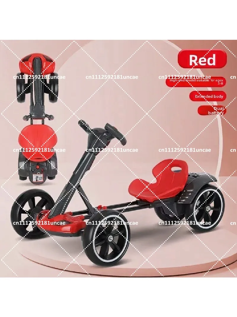 Kids Electric Go Kart Ride On Car with Remote Control, Rechargeable Folding Toy for Children