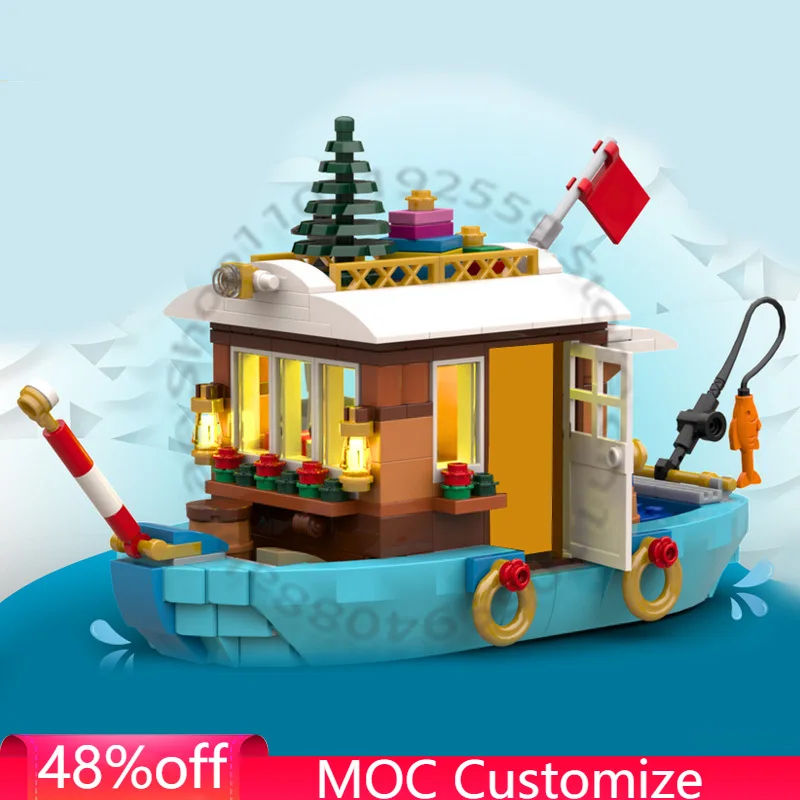 

400 деталей: Новогодняя лодка для пары (MOC), модульный конструктор, креативный дизайн, развивающая игрушка для самостоятельной сборки, подарок на день рождения