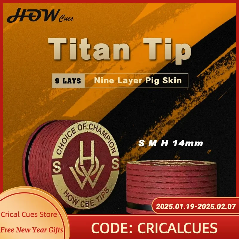 HOW Titan Tips  S M H 14mm Tips-Pool Cue Tip/Snooker Cue Tip/Glue on Tip Billiard Cue Stick Tips  Billiard Accessories