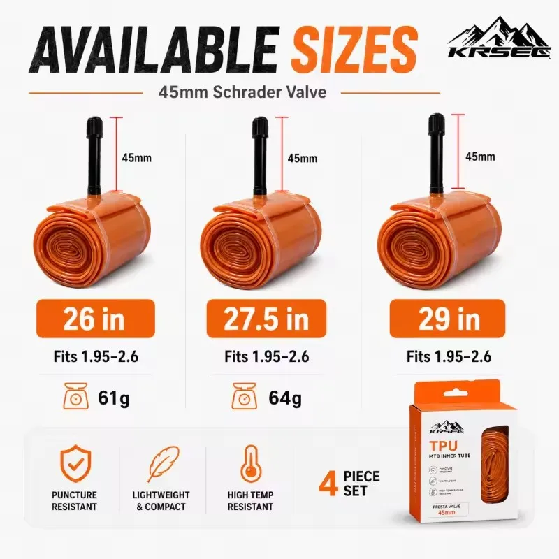 TPU Mountain Bike Inner Tube Ultralight 26 27.5 29 Inch Schrader Valve Anti Puncture Bicycle Tire Cycling MTB Bike Accessories view 6