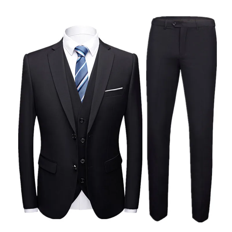 

L44026 Men's groom wedding best man dress slim fashion British suit three-piece suit Korean style slim casual work